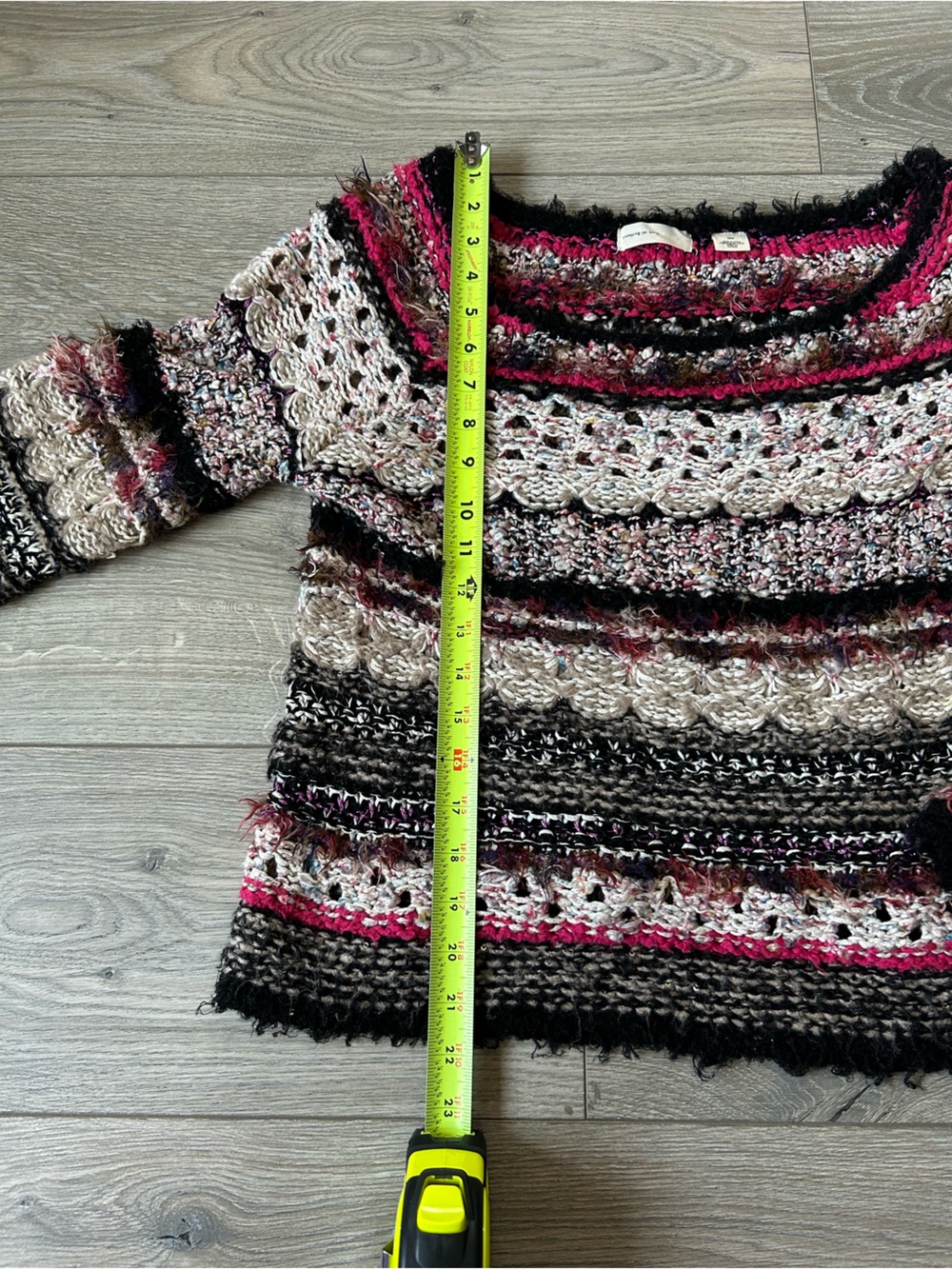 SLEEPING ON SNOW Anthropologie Mixed Media Crochet Boho Sweater Size Medium - Picture 5 of 11